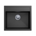 Carysil Black Single Bowl Granite Top/Flush/Under Mount Kitchen/Laundry Sink 560 x 510 x 200mm